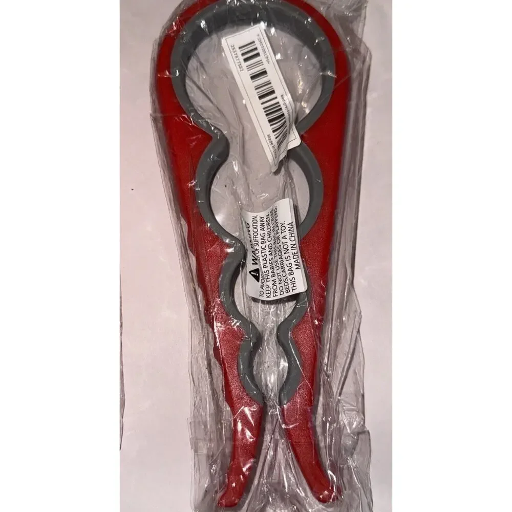 NWT Red Silicone Skimmer, Spreader, And Jar/Bottle Opener W/ Free Plastic Ladle